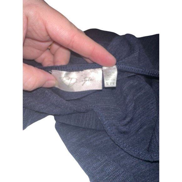 RD Style Long Sleeve Midi Dress Sz M Navy Blue Rayon Blend Knit V Neck - Picture 4 of 7